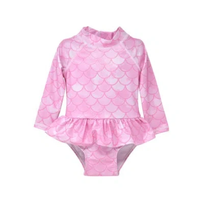 Flap Happy Babies'  Girls'  Sun Protective Upf 50+ Alissa Infant Ruffle Rash Guard Swimsuit In Pink