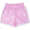 Flap Happy Babies'  Girls' Sustainably Made Upf 50+ Morgan Retro Swim Shorts In Bubble Gum Sparkle