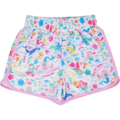 Flap Happy Kids'  Girls' Sustainably Made Upf 50+ Morgan Retro Swim Shorts In Mermaid Friends