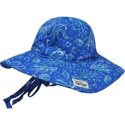 Flap Happy Babies'  Girls Upf 50+ Uv Blocking Wide Brim Floppy Sun Hat In Blue