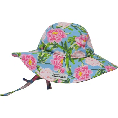 Flap Happy Babies'  Girls Upf 50+ Uv Blocking Wide Brim Floppy Sun Hat In Blue