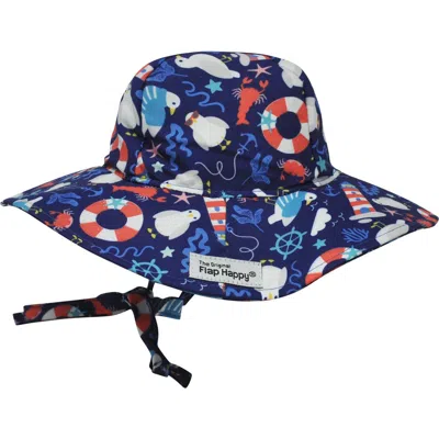 Flap Happy Babies'  Girls Upf 50+ Uv Blocking Wide Brim Floppy Sun Hat In Blue