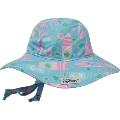 Flap Happy Babies'  Girls Upf 50+ Uv Blocking Wide Brim Floppy Sun Hat In Blue