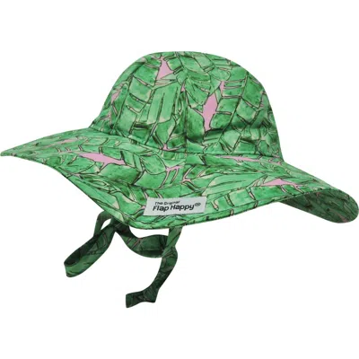 Flap Happy Babies'  Girls Upf 50+ Uv Blocking Wide Brim Floppy Sun Hat In Green