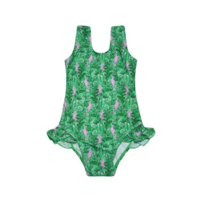 Flap Happy Babies'  Infant & Toddlers Sun Protective Upf 50+ Delaney Hip Ruffle Swimsuit In Green