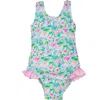 Flap Happy Babies'  Infant & Toddlers Sun Protective Upf 50+ Delaney Hip Ruffle Swimsuit In Lotus & Lillies