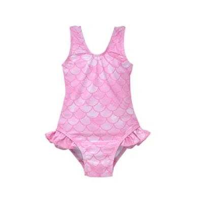 Flap Happy Babies'  Infant & Toddlers Sun Protective Upf 50+ Delaney Hip Ruffle Swimsuit In Pink