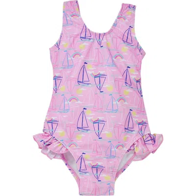 Flap Happy Babies'  Infant & Toddlers Sun Protective Upf 50+ Delaney Hip Ruffle Swimsuit In Sail Away