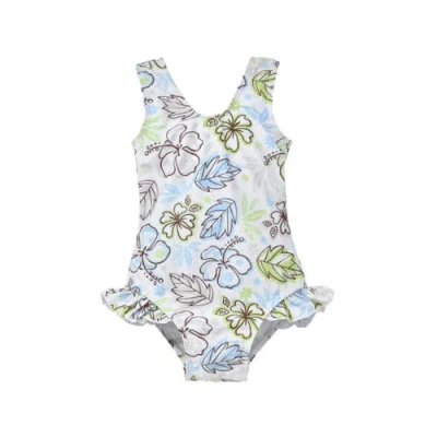 Flap Happy Babies'  Infant & Toddlers Sun Protective Upf 50+ Delaney Hip Ruffle Swimsuit In White