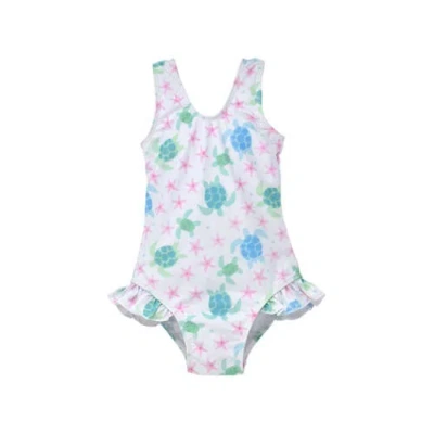 Flap Happy Babies'  Infant & Toddlers Sun Protective Upf 50+ Delaney Hip Ruffle Swimsuit In White