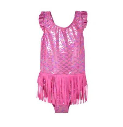 Flap Happy Babies'  Infant & Toddlers Sun Protective Upf 50+ Keilani One-piece Swimsuit With Fringe In Pink