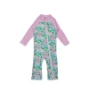 Flap Happy Babies'  Infant & Toddlers Sun Protective Upf 50+ Long Surf Ankle Length Swimsuit In Lotus & Lillies