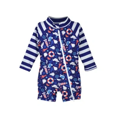 Flap Happy Babies'  Infant And Toddlers Sun Protective Upf 50+ Shortie Surf Swimsuit In Blue