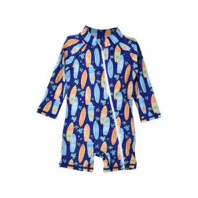 Flap Happy Babies'  Infant And Toddlers Sun Protective Upf 50+ Shortie Surf Swimsuit In Blue