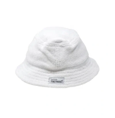 Flap Happy Kids Upf 50+ Terry Beach Bucket Sun Hat In White