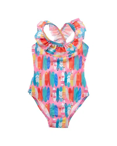 Flap Happy Kids' One Piece Pink Beach Boards Swimsuit