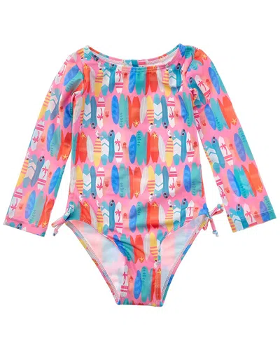Flap Happy Kids' One Piece Pink Beach Boards Swimsuit In Multi