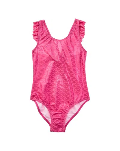 Flap Happy Kids' One Piece Shiny Pink Scales Swimsuit