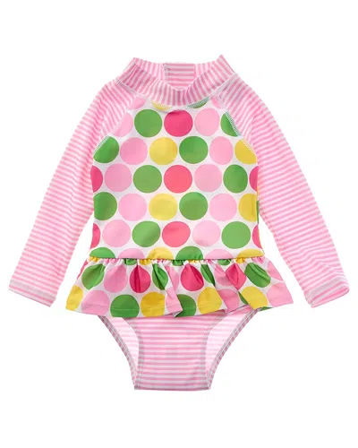 Flap Happy Kids' Spring Dots Swim Suit In Pink