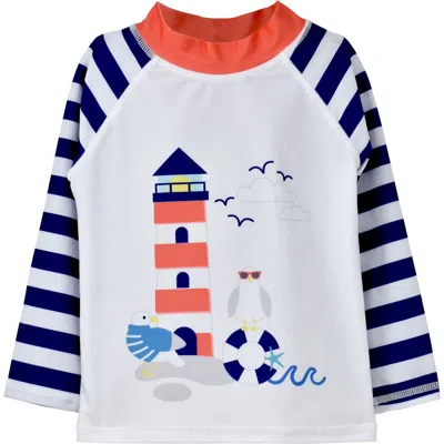 Flap Happy Babies'  Sustainably Made Upf 50+ Kids' Graphic Rash Guard Swim Top In Multi