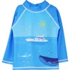 Flap Happy Sustainably Made Upf 50+ Kids' Graphic Rash Guard Swim Top In Ocean Fiesta