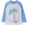 Shop Flap Happy Sustainably Made Upf 50+ Kids' Graphic Rash Guard Swim Top In Seaside Palms