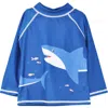 Flap Happy Babies'  Sustainably Made Upf 50+ Kids' Graphic Rash Guard Swim Top In Shark Cyclone