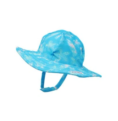 Flap Happy Babies'  Sustainably Made Upf 50+ Summer Splash Wim Hat In Coco Beach Turtles