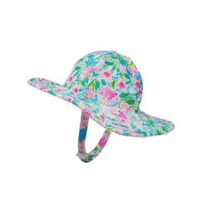 Flap Happy Sustainably Made Upf 50+ Summer Splash Wim Hat In Lotus & Lillies