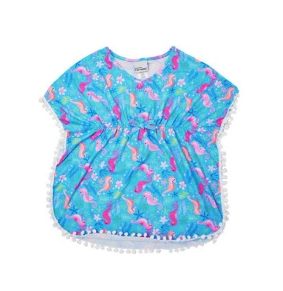 Flap Happy Kids'  Triple Brushed Girls Upf 50+ Kaia Beach Swim Cover-up In Seahorse Garden