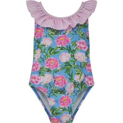 Flap Happy Kids'  Upf 50+ Mindy Crossback Swimsuit For Girls In Blue