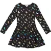 Flapdoodles Foiled Long Sleeve Dress In Blue