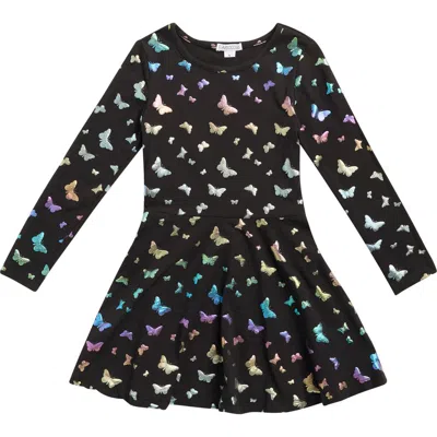 Flapdoodles Kids'  Foiled Long Sleeve Dress In Blue