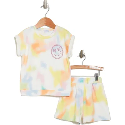 Flapdoodles Kids' Appliqué Tie Dye T-shirt & Shorts Set In Multi Tie