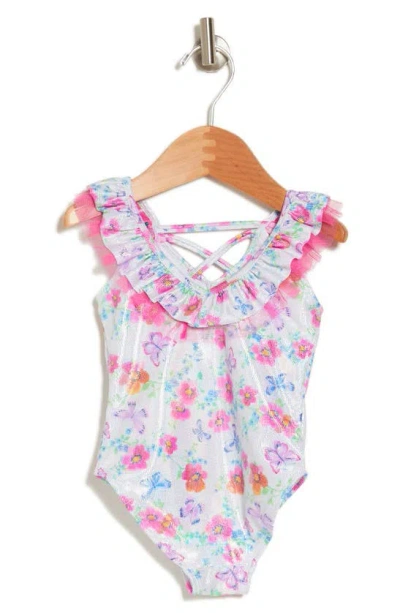 Flapdoodles Kids' Butterfly Bloom One-piece Swimsuit In Print