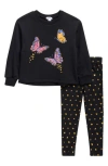 Flapdoodles Kids' Butterfly Pullover & Leggings Set In Black
