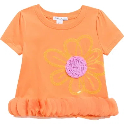 Flapdoodles Kids' Embroidered Sequin T-shirt In Orange