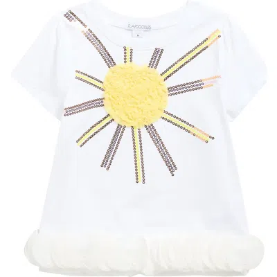 Flapdoodles Kids' Embroidered Sequin T-shirt In White