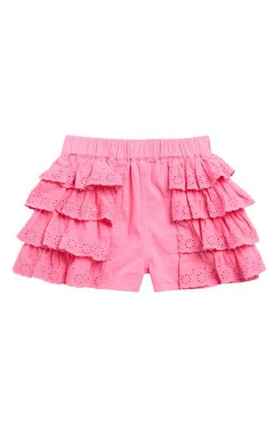 Flapdoodles Kids' Eyelet Tiered Shorts In Pink