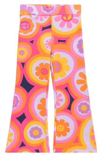 Flapdoodles Kids' Floral Flare Leggings In Orange