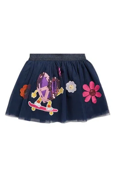 Flapdoodles Kids' Floral Patches Tutu Skirt In Blue