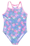 Flapdoodles Kids' Foil Print One-piece Swimsuit In Blue