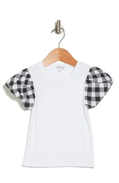 Flapdoodles Kids' Gingham Bubble Sleeve Top In White