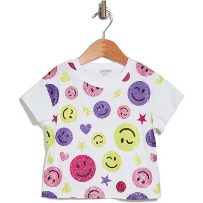 Flapdoodles Kids' Glitter Smiley Face T-shirt In White