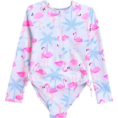 Flapdoodles Kids' Long Sleeve Half Zip One-piece Swimsuit