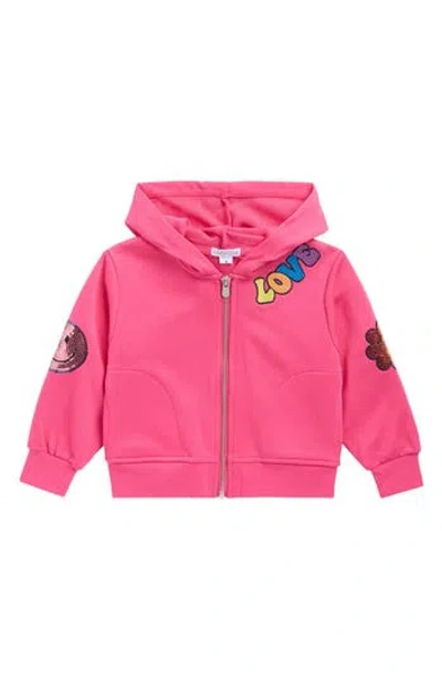 Flapdoodles Kids' Love Full Zip Hoodie In Pink