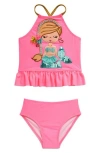 Flapdoodles Kids' Mermaid Appliqué Two-piece Swimsuit