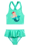 Flapdoodles Kids' Mermaid Two-piece Swimsuit In Aqua