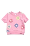 Flapdoodles Kids' Puff Print Short Sleeve Knit Top In Pink