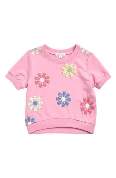 Flapdoodles Kids' Puff Print Short Sleeve Knit Top In Pink